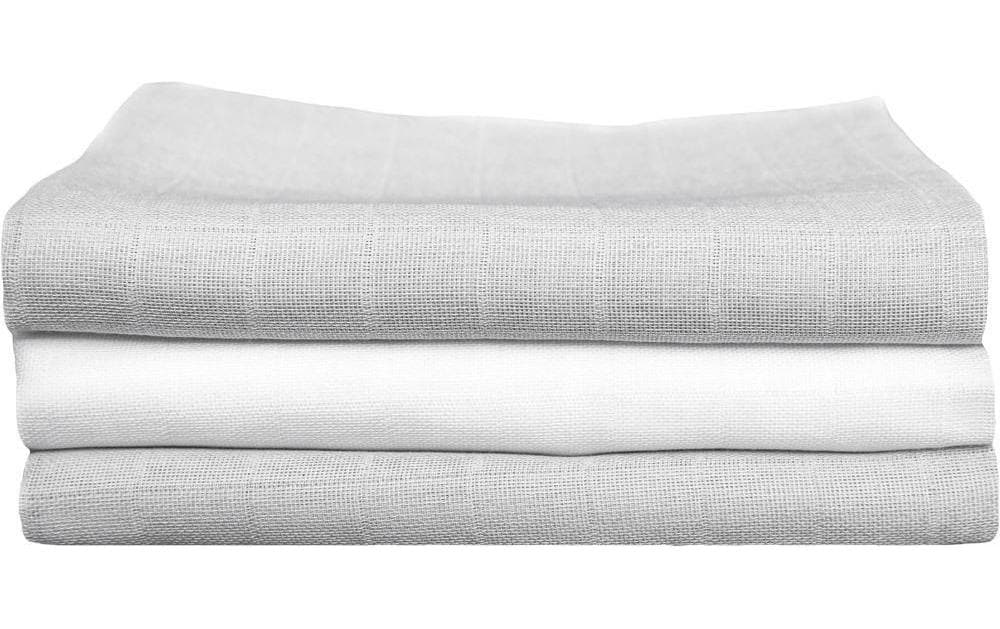 Makian Mulltücher – 70 × 70 cm, Grau/Weiss, Baumwolle, 3er-Set