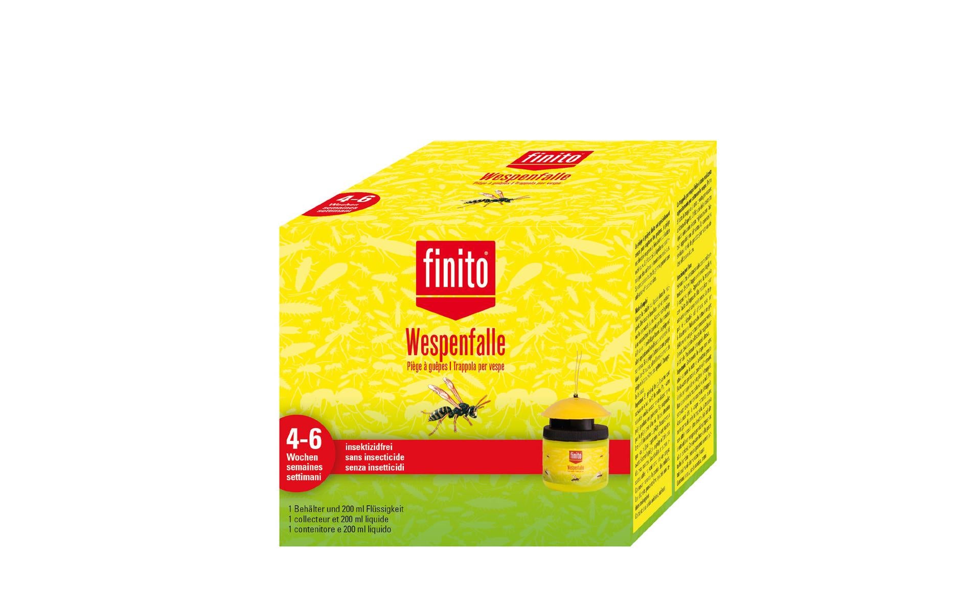 finito Insektenfalle – Gelb – 200 ml Lockstoff – für Wespen