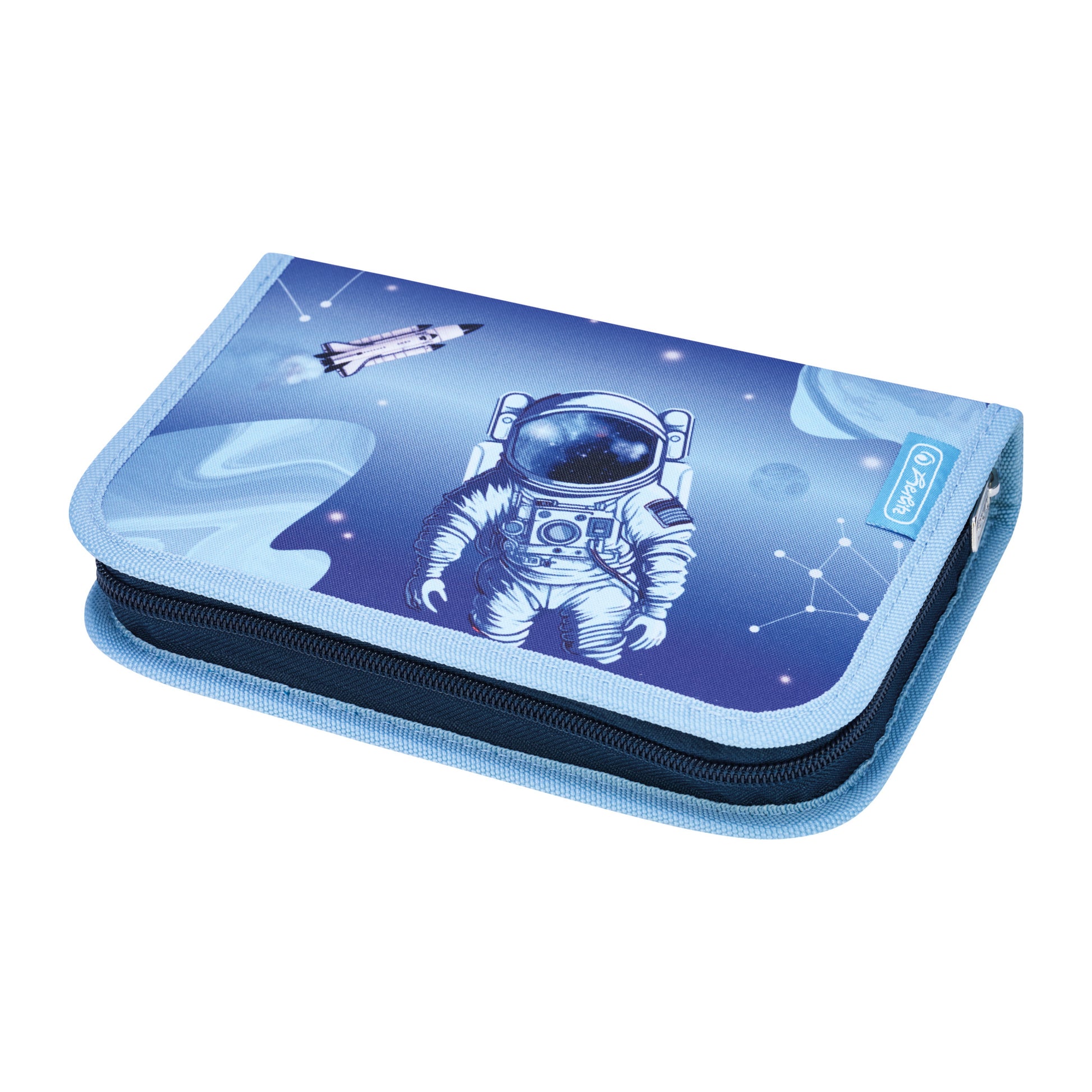 Herlitz Cosmic Explorer – Schüleretui, gefüllt (31-teilig), blau, hellblau, Polyester, 20,5 × 14 × 3,8 cm