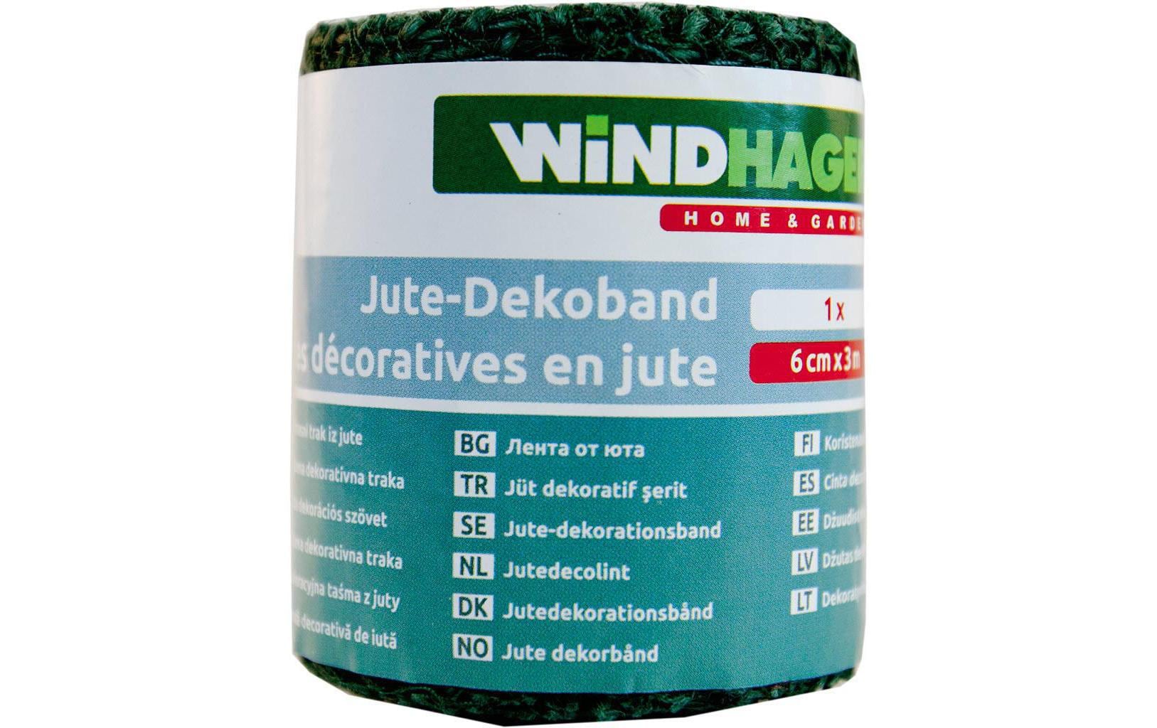 Windhager Geschenkband, Jute, Grün, 60 mm × 3 m