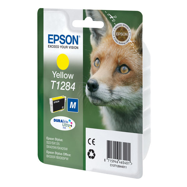 MM Epson T1284 Gelbe Tintenpatrone (Original) – 3,5 ml – für Stylus Office BX305F/BX305FW, Stylus S22, SX125 …