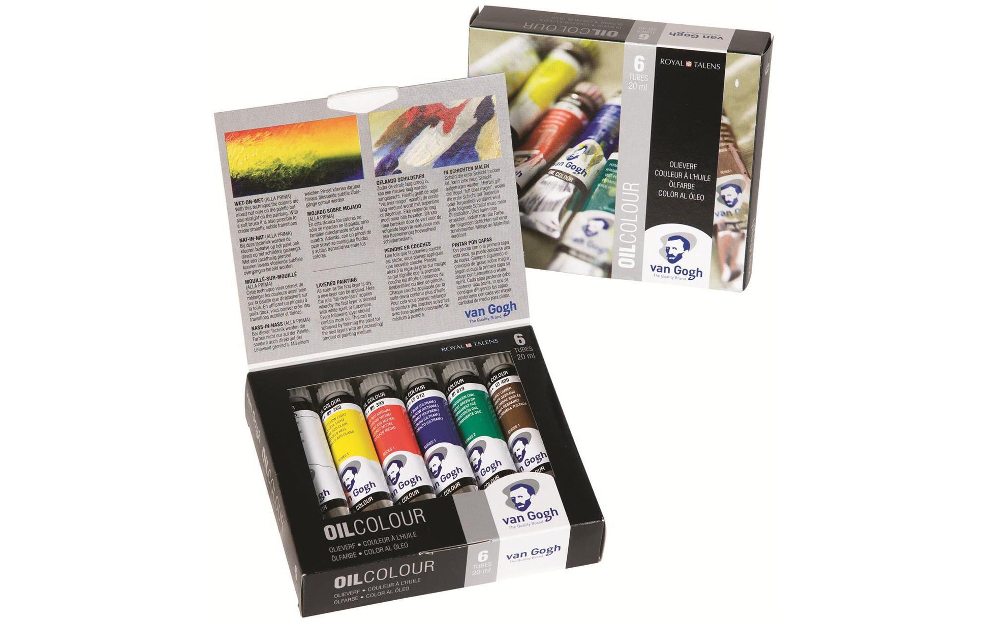 Van Gogh Ölfarbe – Blau/Grün/Rot/Umbra/Weiss/Gelb – 6 Farben, 6×20 ml (120 ml)