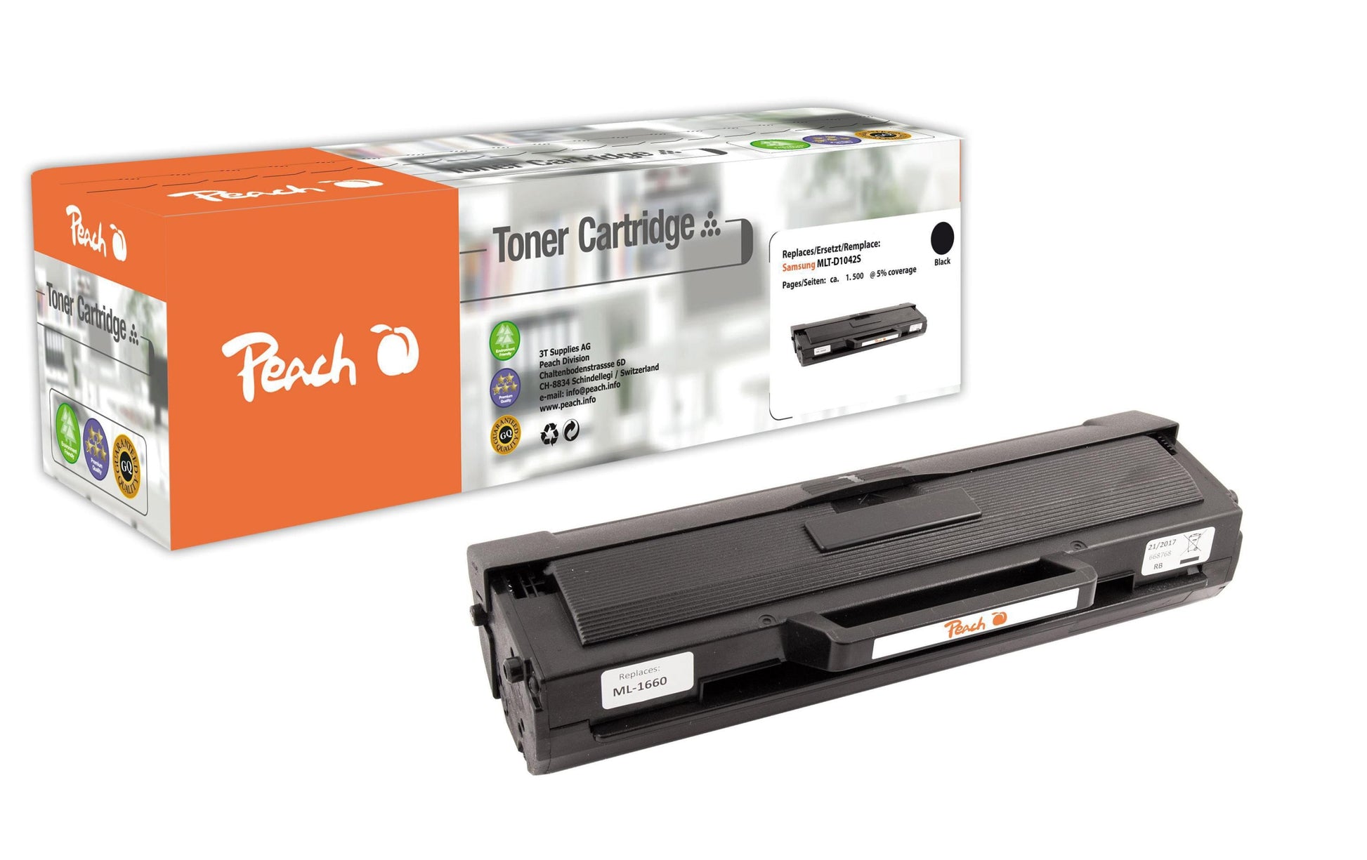 Peach MLT-D1042 Schwarz Toner – Kompatibel – 1'500 Seiten – für Samsung ML-1660/ML-1660 N/ML-1665