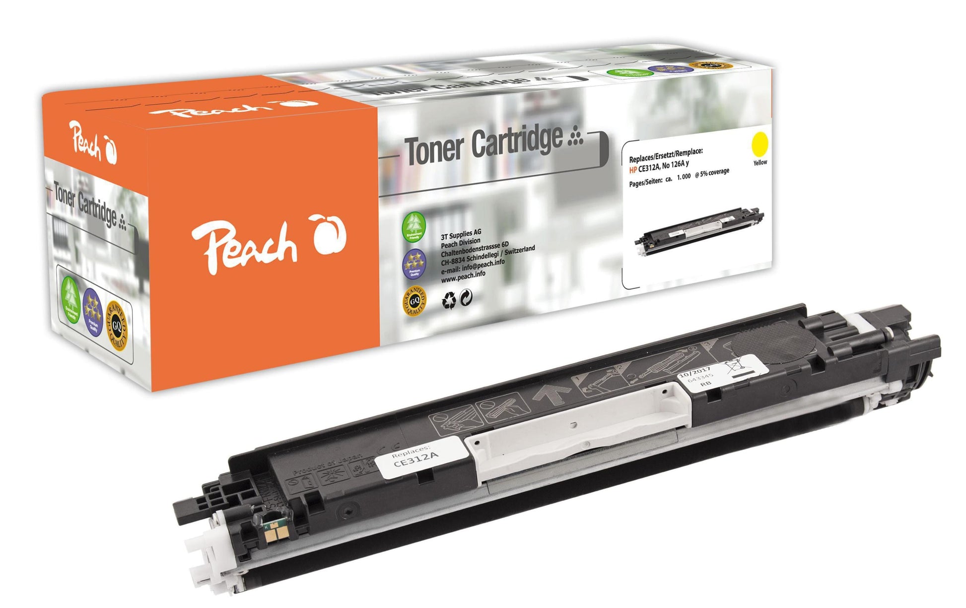 Peach CE312A Gelber Toner – Kompatibel – 1'000 Seiten – für HP CP1025/CP1025nw/Pro M275MFP usw.
