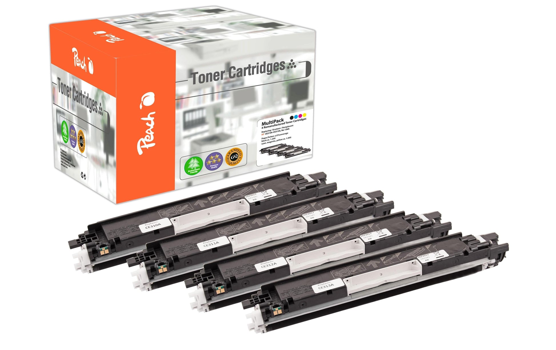 Peach Toner-Multipack CE31A – BK/C/M/Y, BK 1200 / C/M/Y 1000 Seiten – für HP CP1000/CP1020/CP1021 usw.