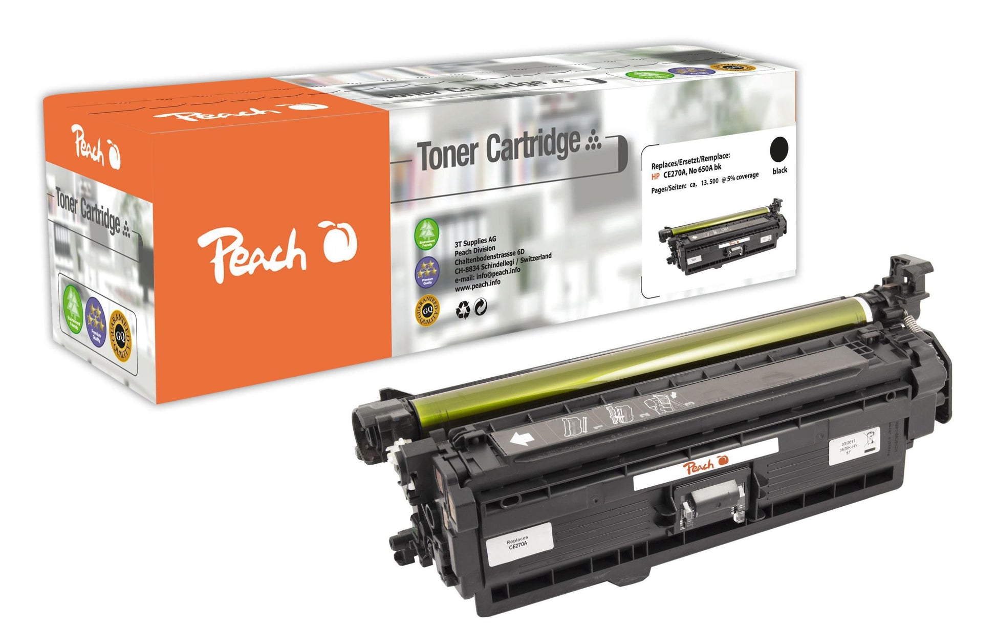 Peach CE270A (650A) Schwarzer Toner – Kompatibel – 13'500 Seiten – für HP CP 5500/CP 5520/CP 5525 u. a.