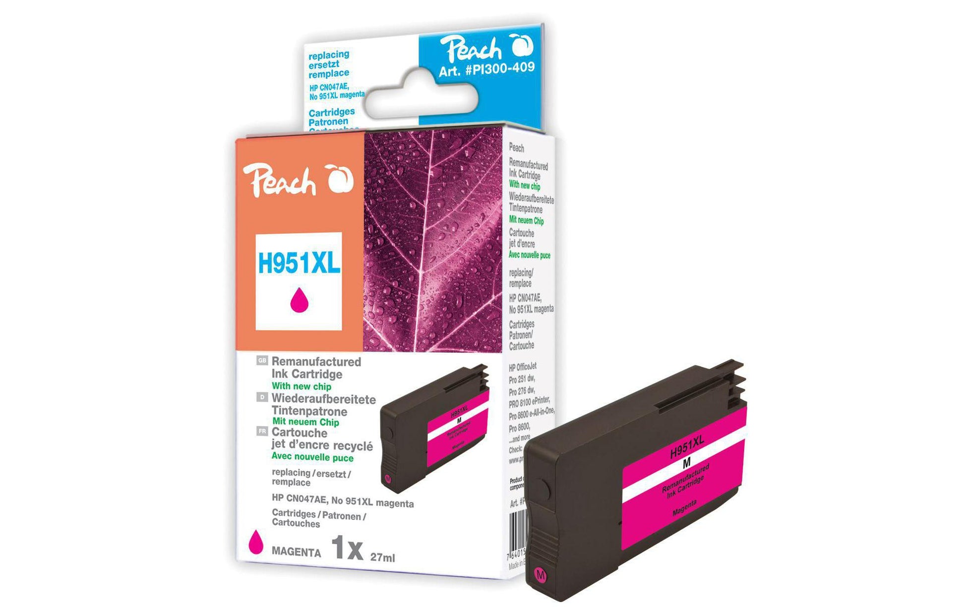 Peach 951XL Magenta Tintenpatrone (Kompatibel) – 1'845 Seiten – für HP OfficeJet Pro 251dw/276dw, 8100, 8600 …
