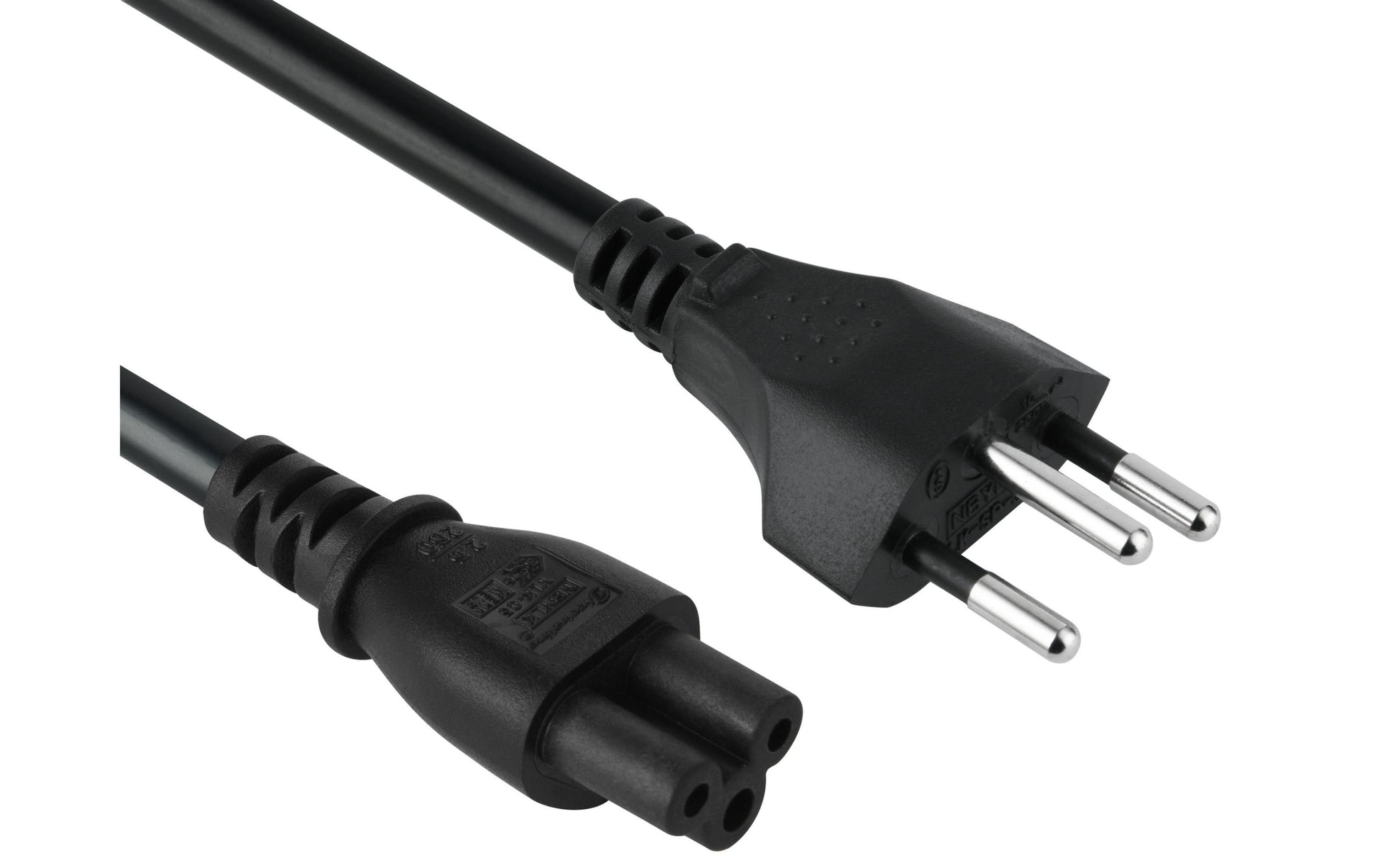 Diggelmann Netzkabel – T12–IEC C5, 2,5 m, 250 V/2,5 A, schwarz
