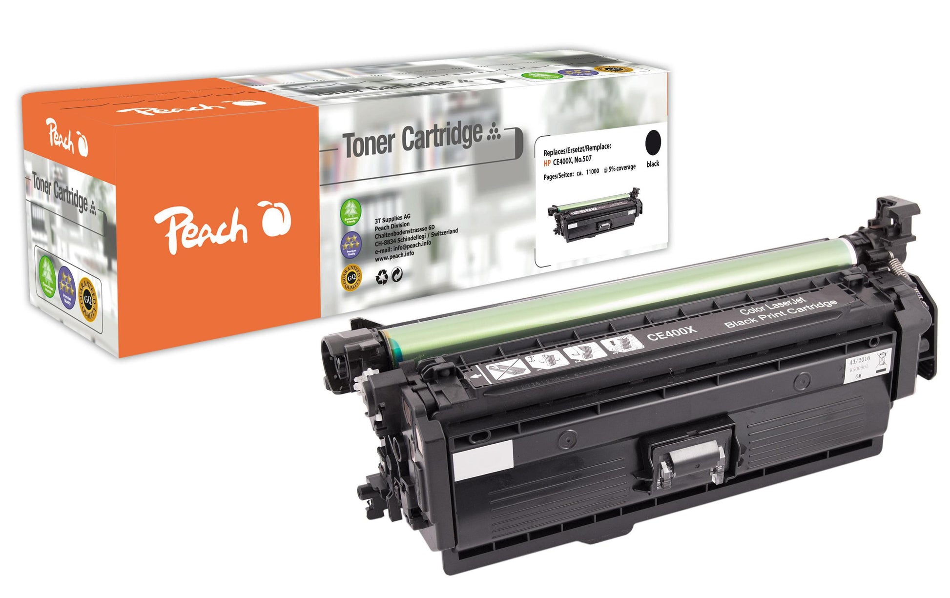 Peach Toner CE400X – schwarz, 11'000 Seiten – für HP LaserJet Enterprise 500 color M 551 dn/n/xh und andere