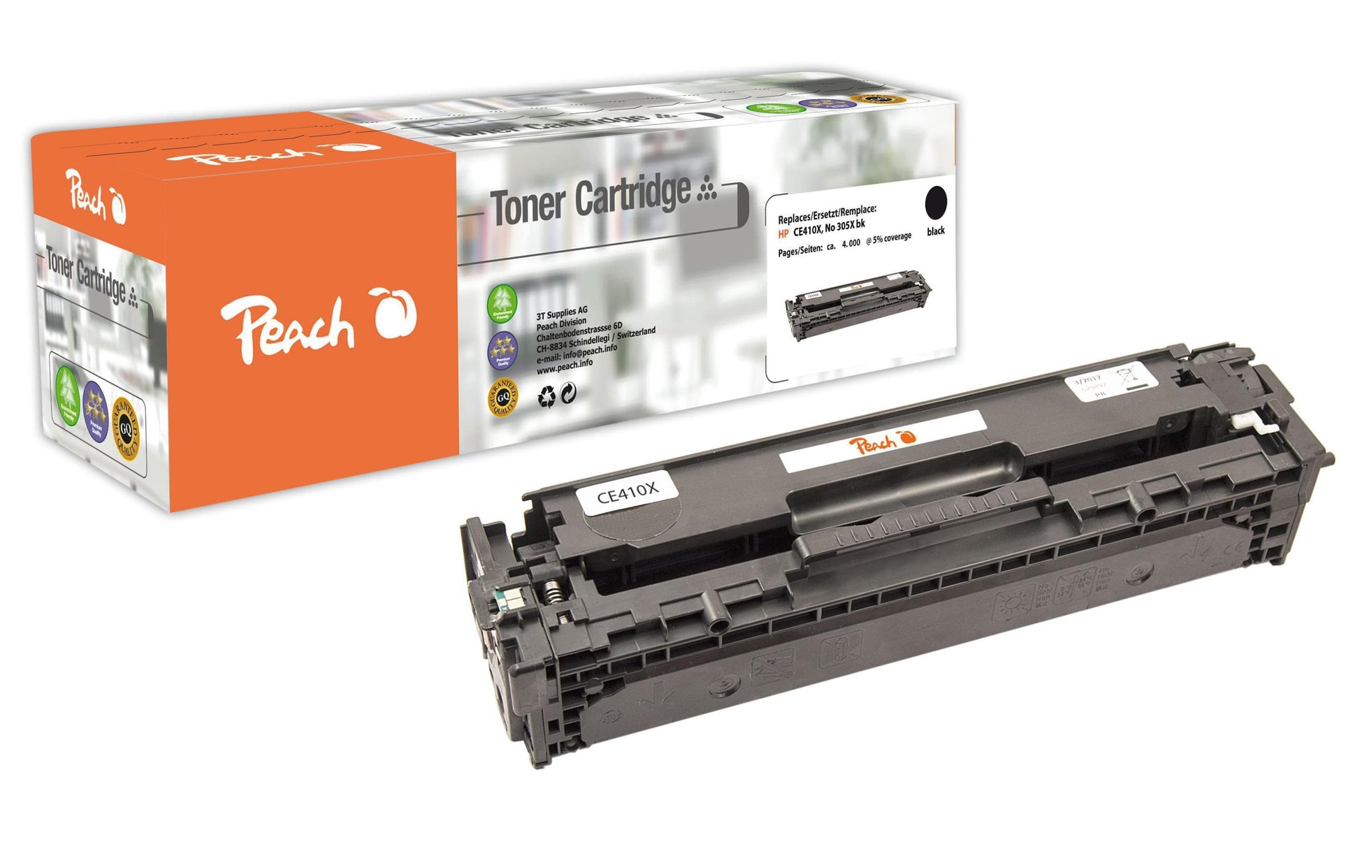 Peach 305X (CE410X) Schwarz Toner – Kompatibel XL – 4'000 Seiten – für HP LaserJet Pro M351/M375/M451