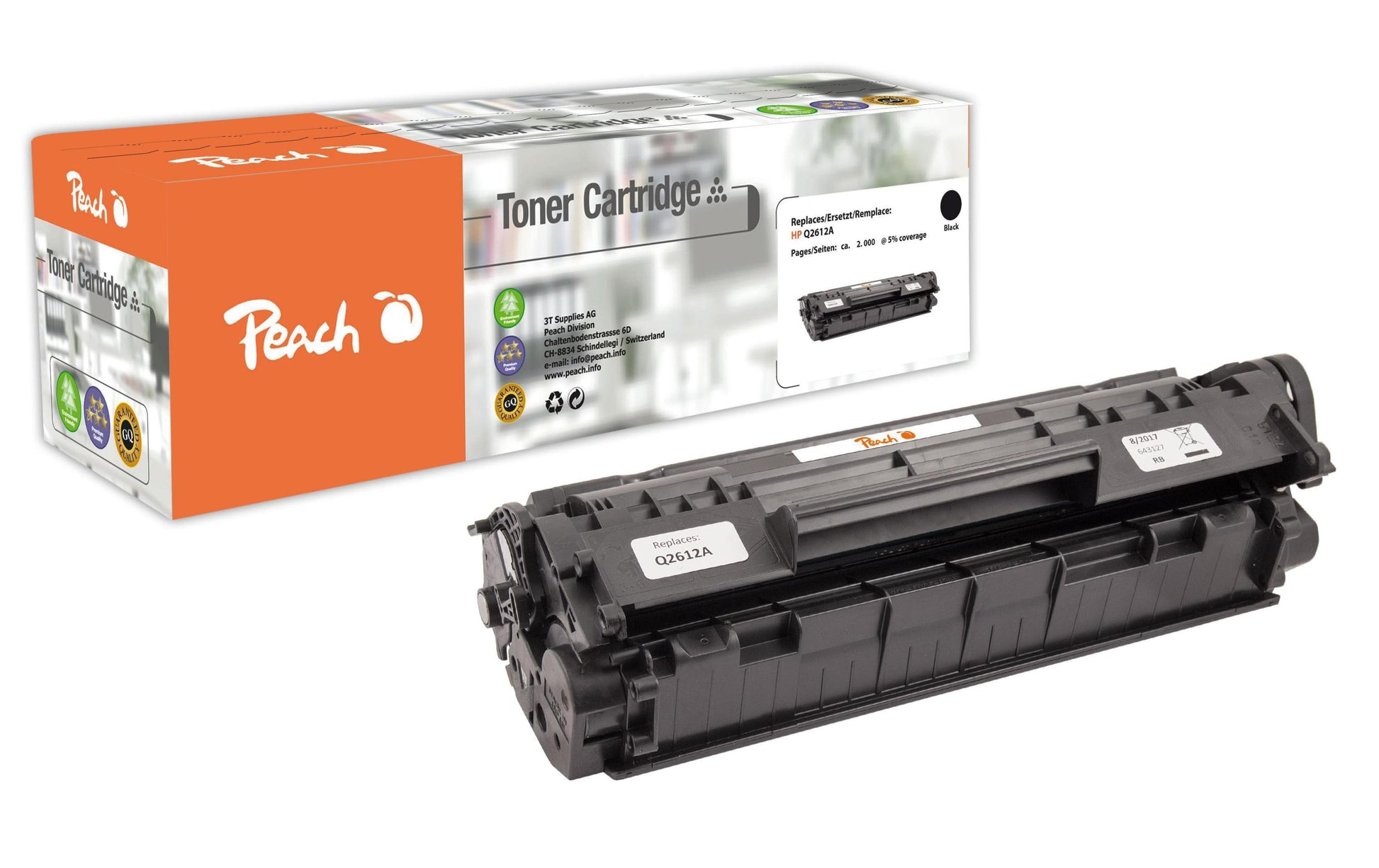 Peach Toner Q2612A – schwarz, 2000 Seiten – für HP LaserJet 1010, 1012, 1015 und andere