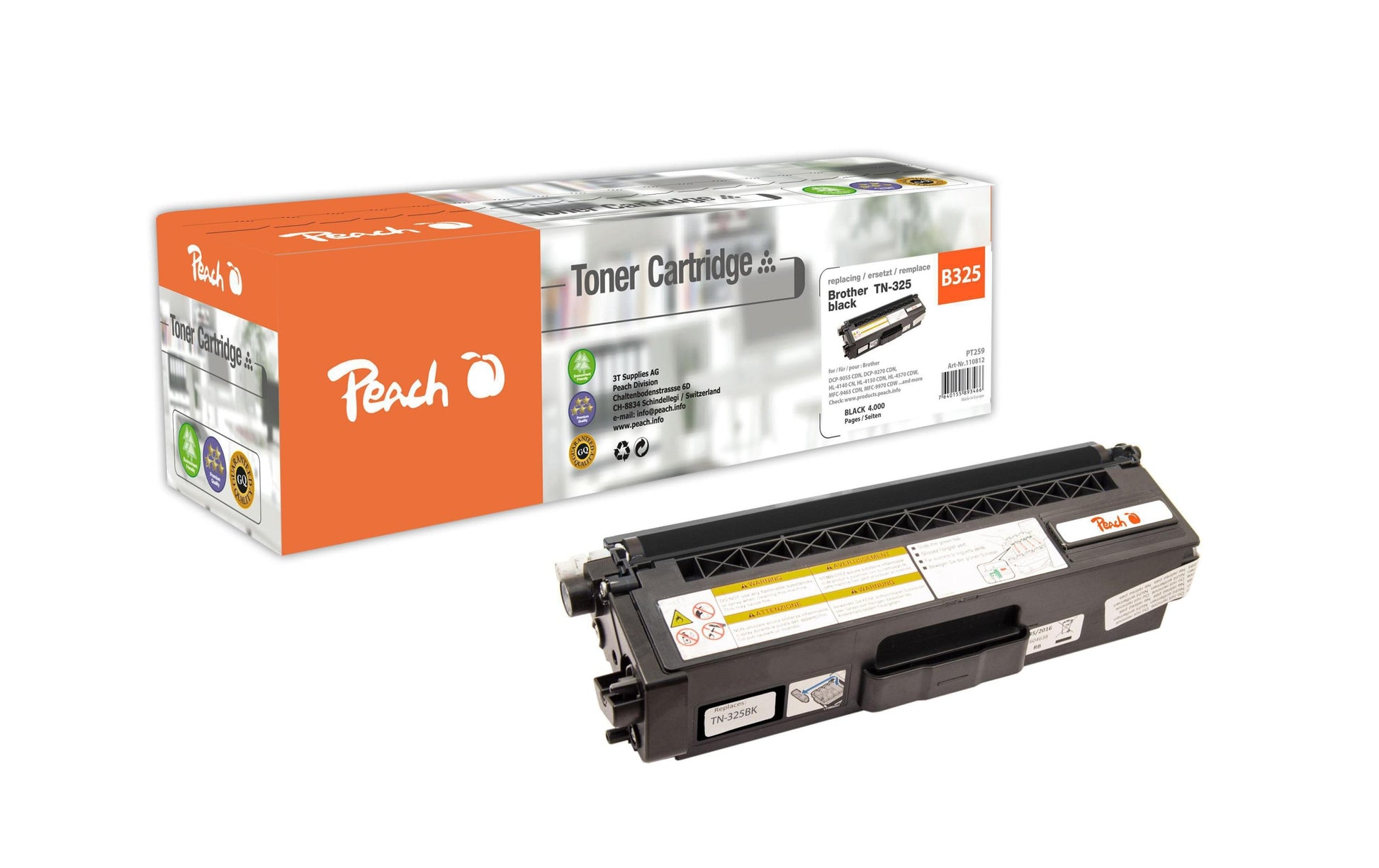 Peach TN-325bk schwarz Toner – kompatibel – 4'000 Seiten – für Brother DCP-9055/DCP-9270/HL-4100 und andere