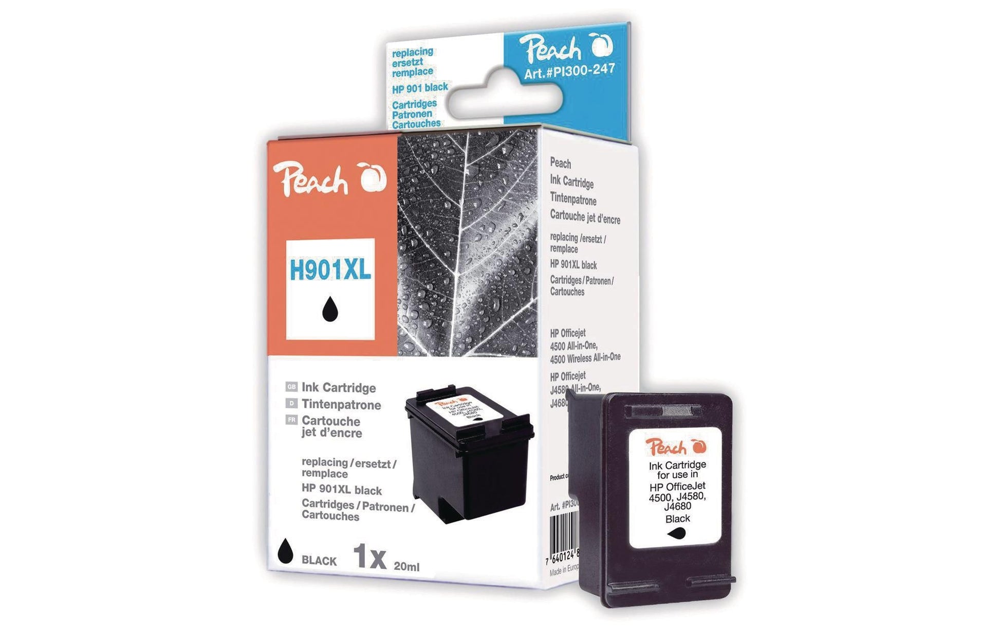 Peach 901XL Schwarz Tintenpatrone (Kompatibel) – 865 Seiten – für HP OfficeJet 4500/4524/4535 …