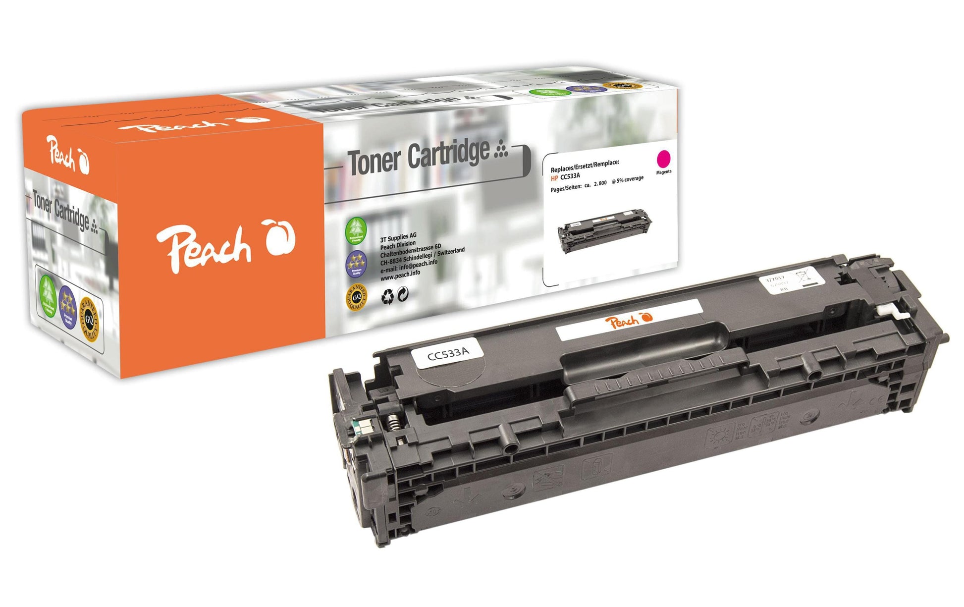 Peach PT141 (CC533A) magenta Toner – kompatibel – 2'800 Seiten – für HP Color LaserJet CP 2025/CP 2024/CM 2320