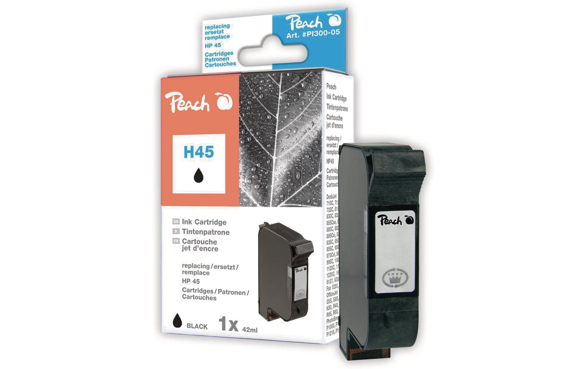 Peach 51645A Schwarz Tintenpatrone (Kompatibel) – 950 Seiten – für HP OfficeJet Pro 1150/1170/1175
