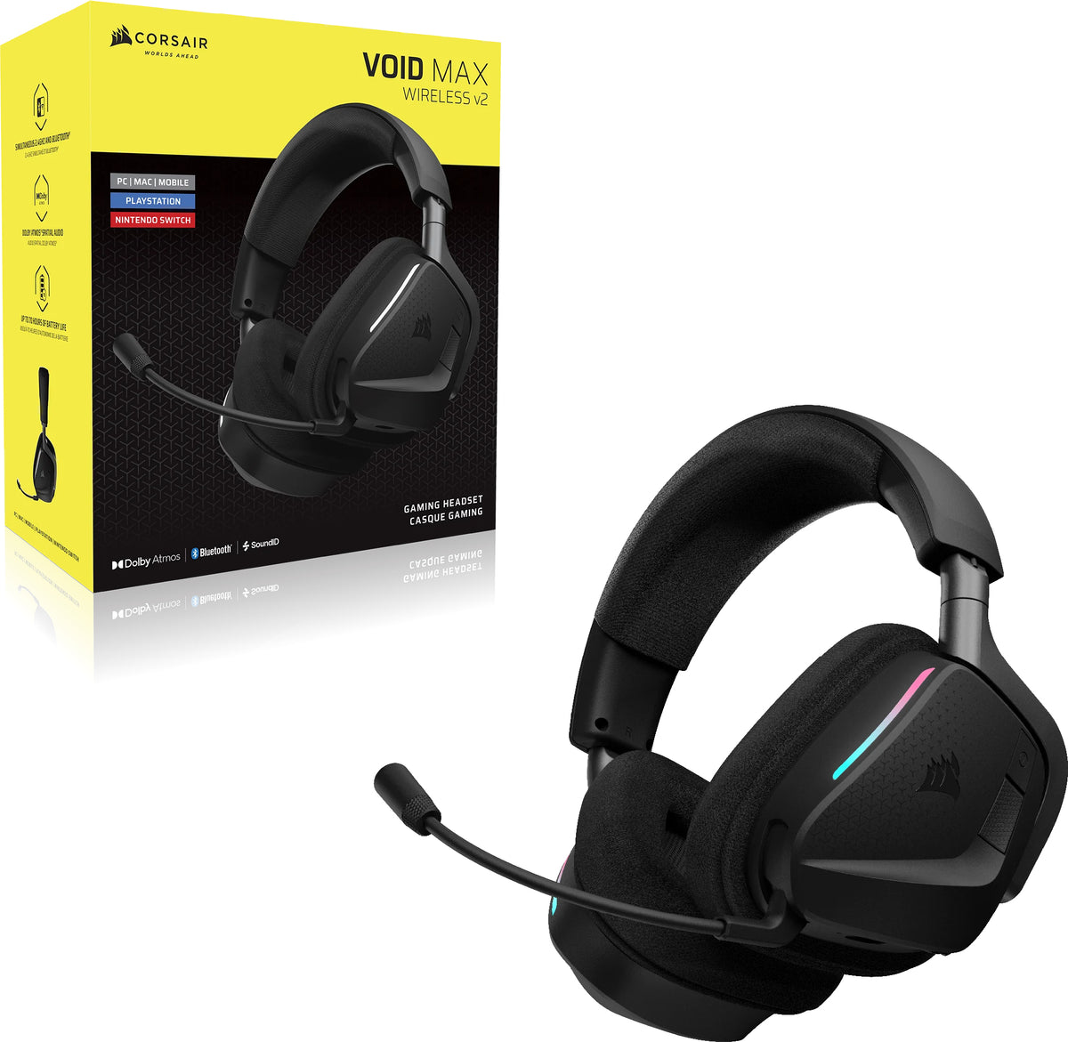 Corsair VOID MAX WL v2 Gaming-Headset – Over-Ear, Stereo, BT, Schwarz