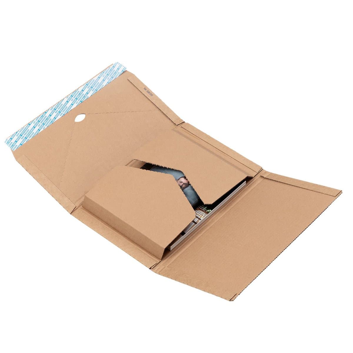 Brieger Versandkarton VARIFIX – 355 × 255 × 0–80 mm, selbstklebend, braun
