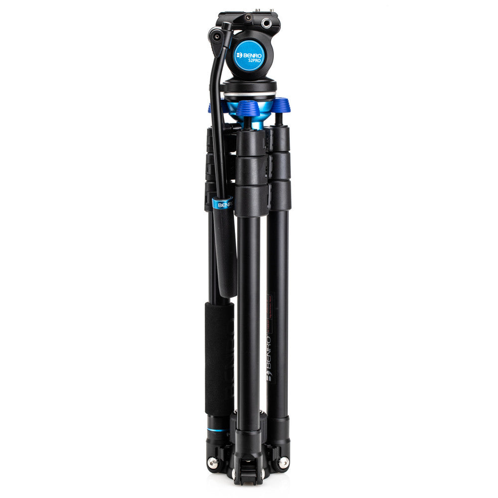 Benro A1883FS2PRO Aero Videostativ – 165 cm max, 2,5 kg Traglast, Aluminium – Schwarz