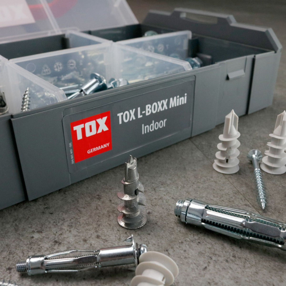 TOX Dübel TOX L-Boxx Mini Indoor – Schrauben- & Dübelsatz Ø 4 × 38 mm, 120 Stk., für Gipskarton