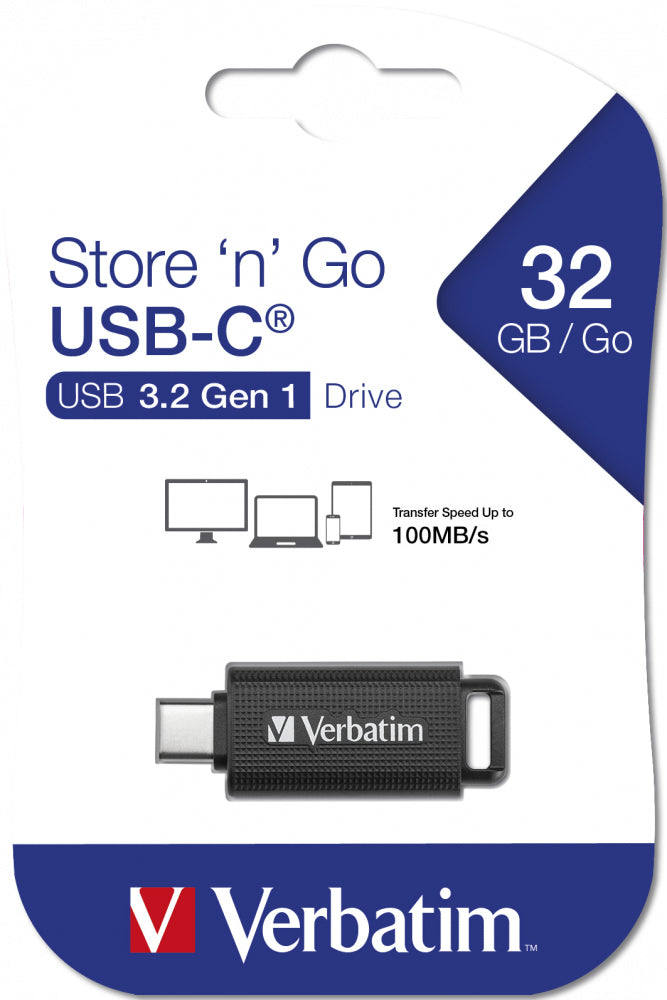 Verbatim Store 'n' Go 128 GB – USB Typ-C, USB 3.2 Gen 1, Schwarz