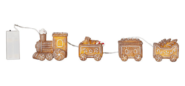 Star Trading Dekorationsfigur Gingerville – 30 × 6 × 9 cm, Warmweiss, Braun, Batteriebetrieb, 2× AA