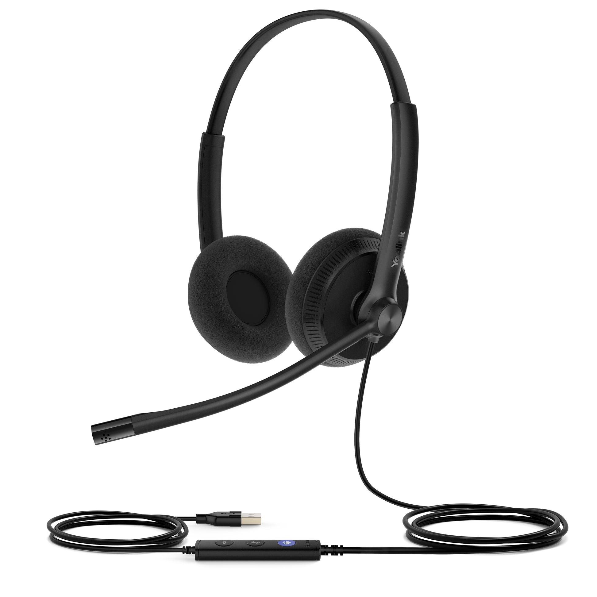Yealink UH34 Lite Dual Office-Headset – On-Ear, Stereo, Kabel, USB-A, für T41S, T42S, T46S und andere, Schwarz