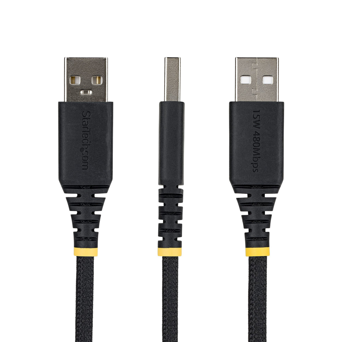 StarTech.com USB-Kabel – USB-A auf USB-C – USB 2.0 (480 Mbit/s) – 0,15 m – PD 15 W – Geflochten – Schwarz