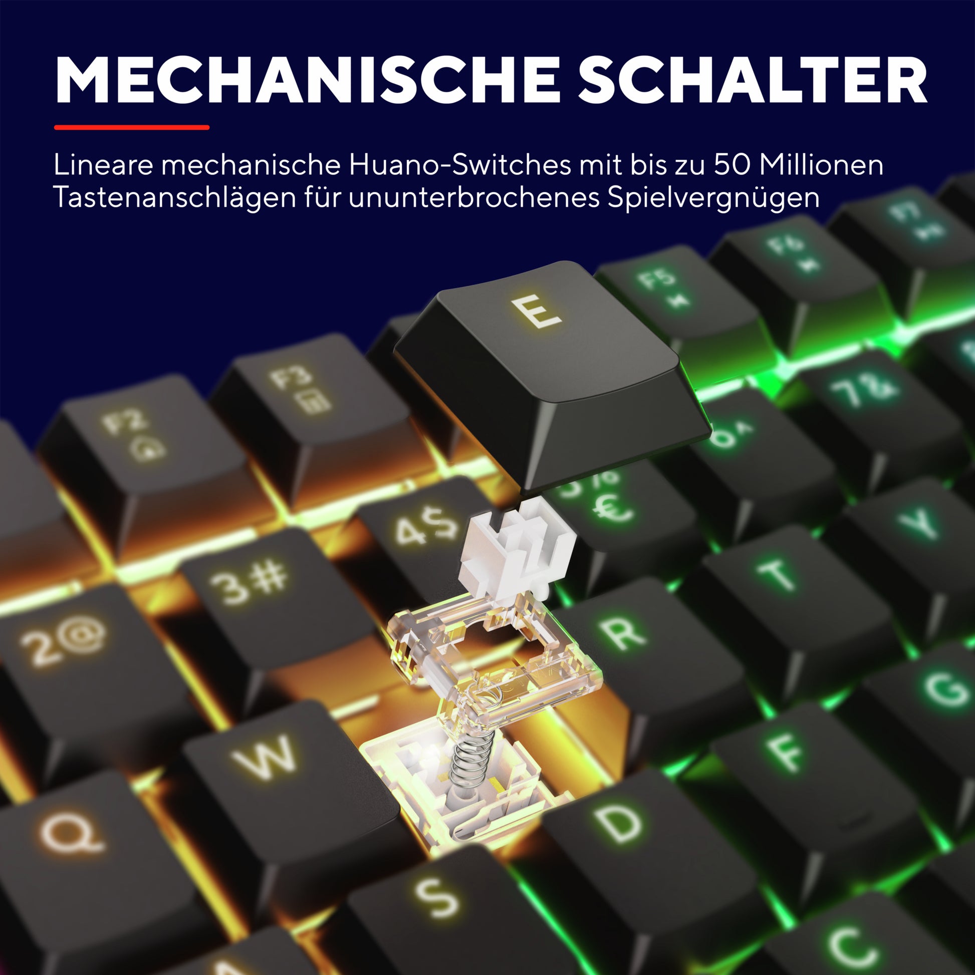 Trust GXT868 Torix – Tastatur, kabelgebunden (USB-A), US-Layout (EN), Fullsize (mit Ziffernblock), mechanisch