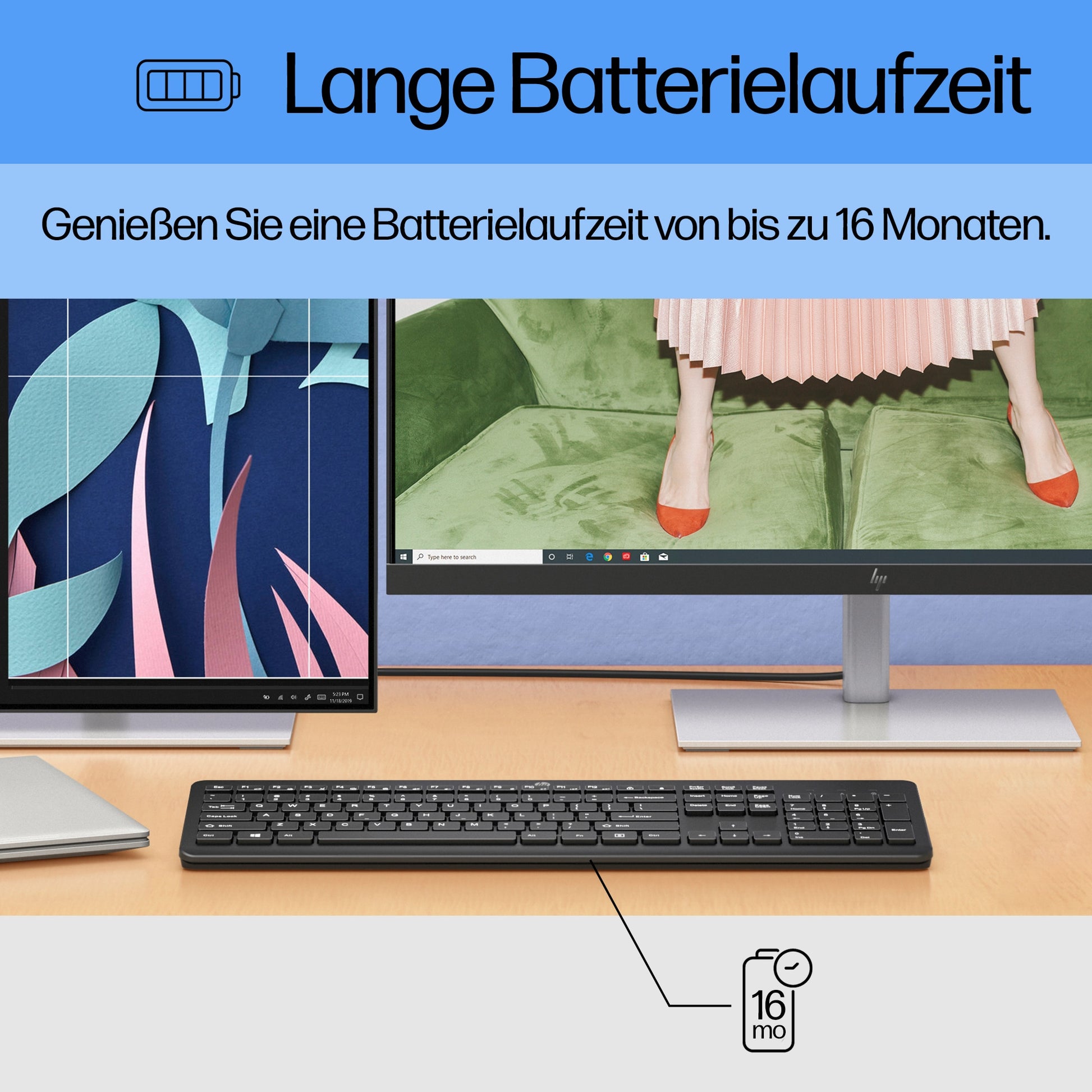HP 230 – Tastatur – Membran – 2,4 GHz USB-A (Empfänger) – Schwarz