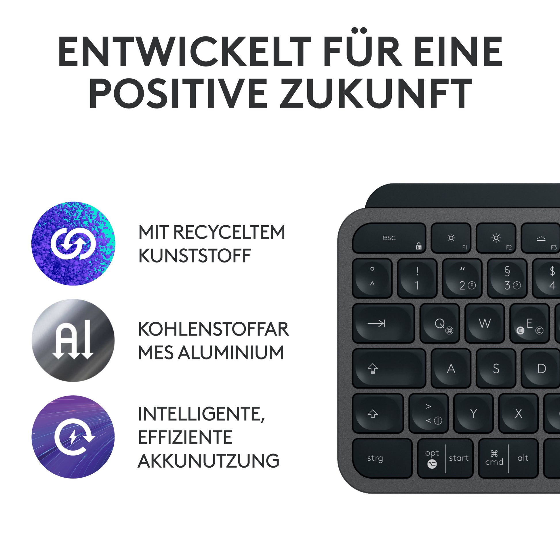 Logitech MX Keys S Combo – Tastatur- und Maus-Set – Bluetooth & 2,4 GHz – Scherenmechanik – Beleuchtet – QWERTZ (DE)