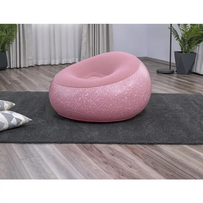 Bestway Sessel Inflate – 112 × 112 × 66 cm – PVC & Velour – rosa – mit Flickzeug