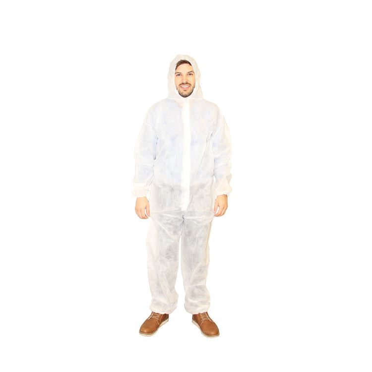 Schutzanzug – 40/XL – Weiss, PP, Kapuze, Reissverschluss, Kat I, 1 Stück