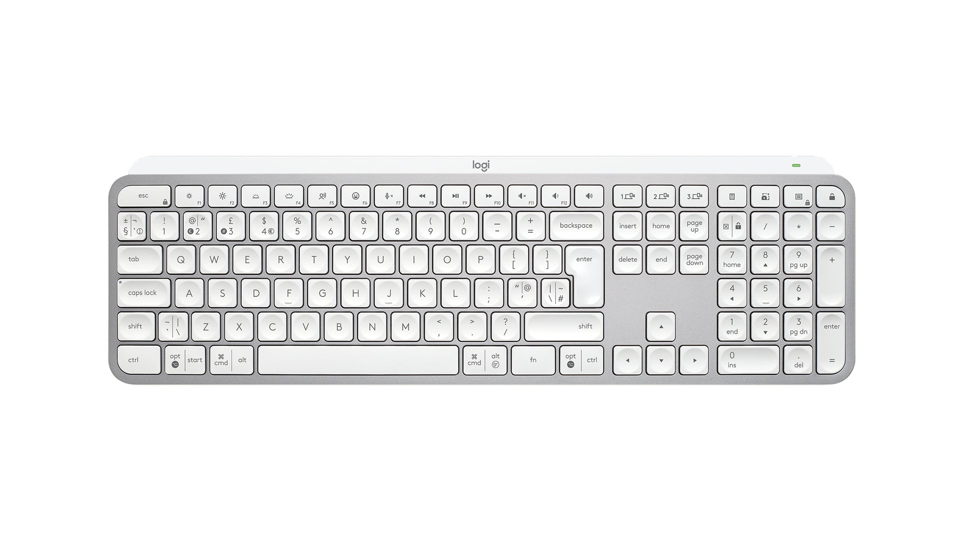 Logitech MX Keys S – Tastatur – Scherenmechanik – Bluetooth & 2,4 GHz (Logi Bolt) – Beleuchtet – QWERTY (UK-INT) – Grau