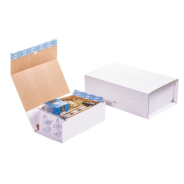 Brieger Versandkarton – 229 × 147 × 95 mm, selbstklebend, Aufreissband, weiss