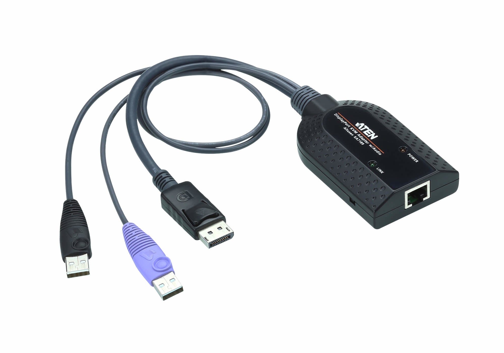ATEN KVM-Adapterkabel – USB, DisplayPort, Virtual Media, Schwarz, Violett