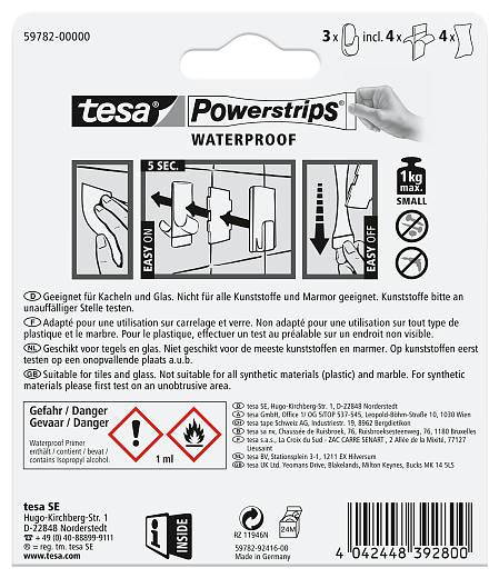 TESA Klebehaken – Kunststoff, 1 kg, Klebestreifen, Weiss, 3er-Set
