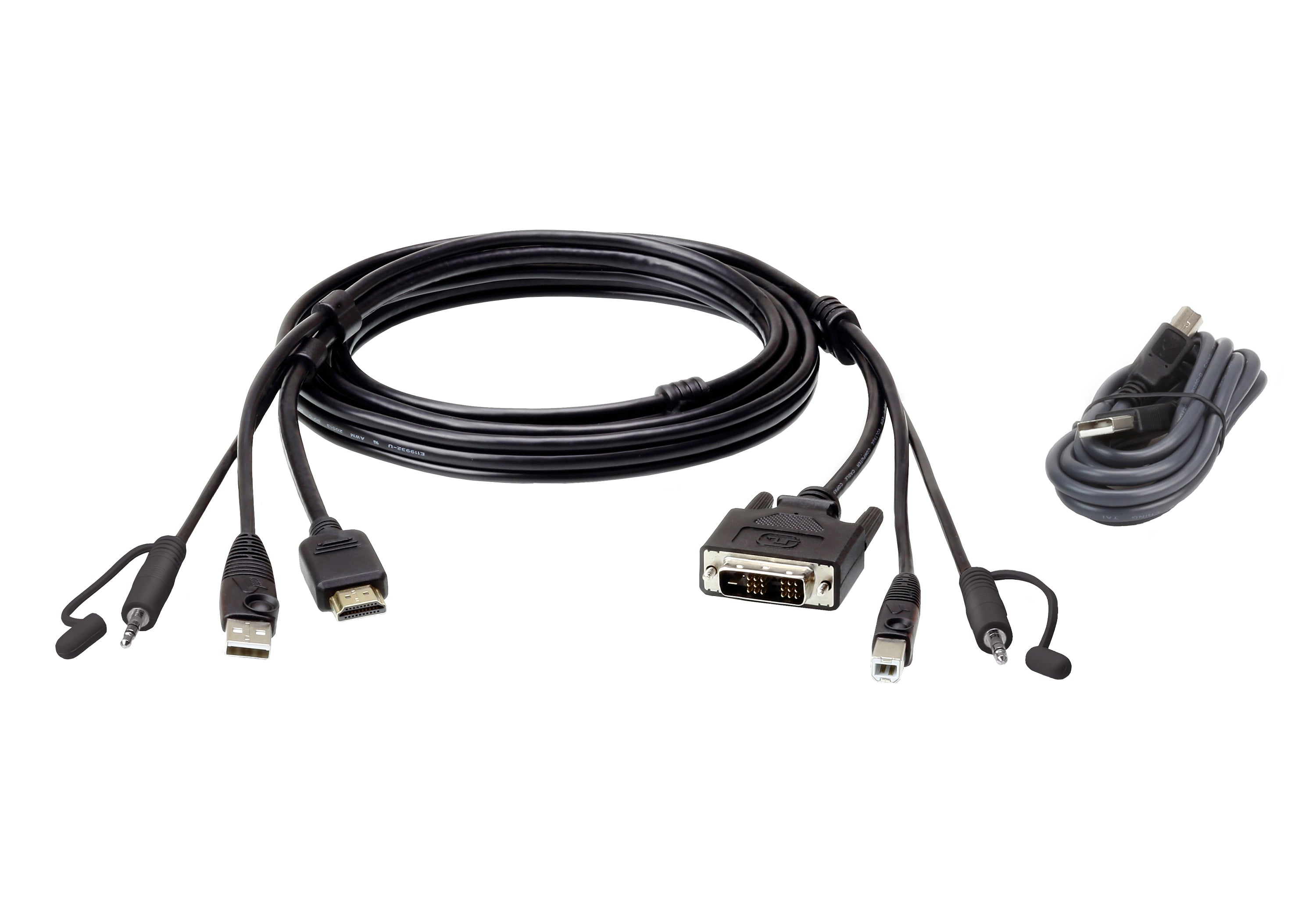 ATEN Kabel HDMI + USB-A + 3,5 mm zu DVI-D + USB-B + 3,5 mm – 1,8 m – Schwarz