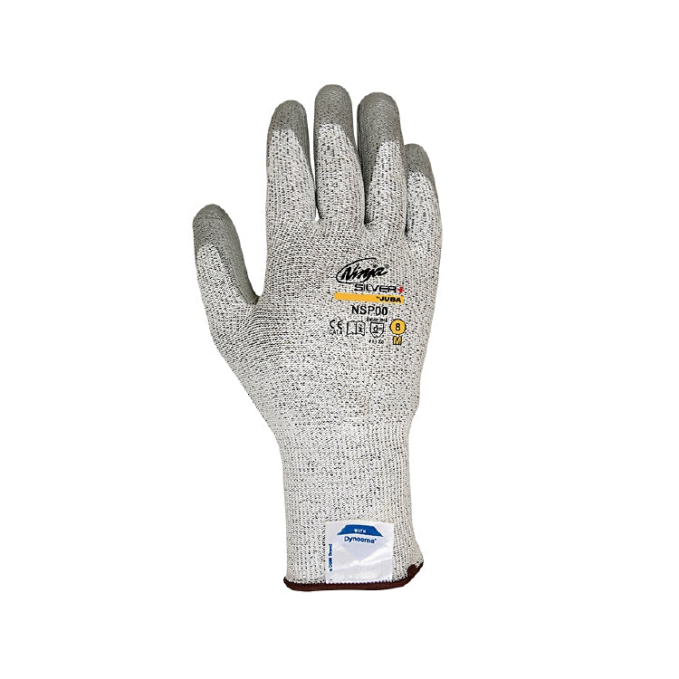 Juba Schnittschutzhandschuhe, Ninja Silver Plus – Grösse 9 – Dyneema, Polyurethan-Beschichtung, Grau