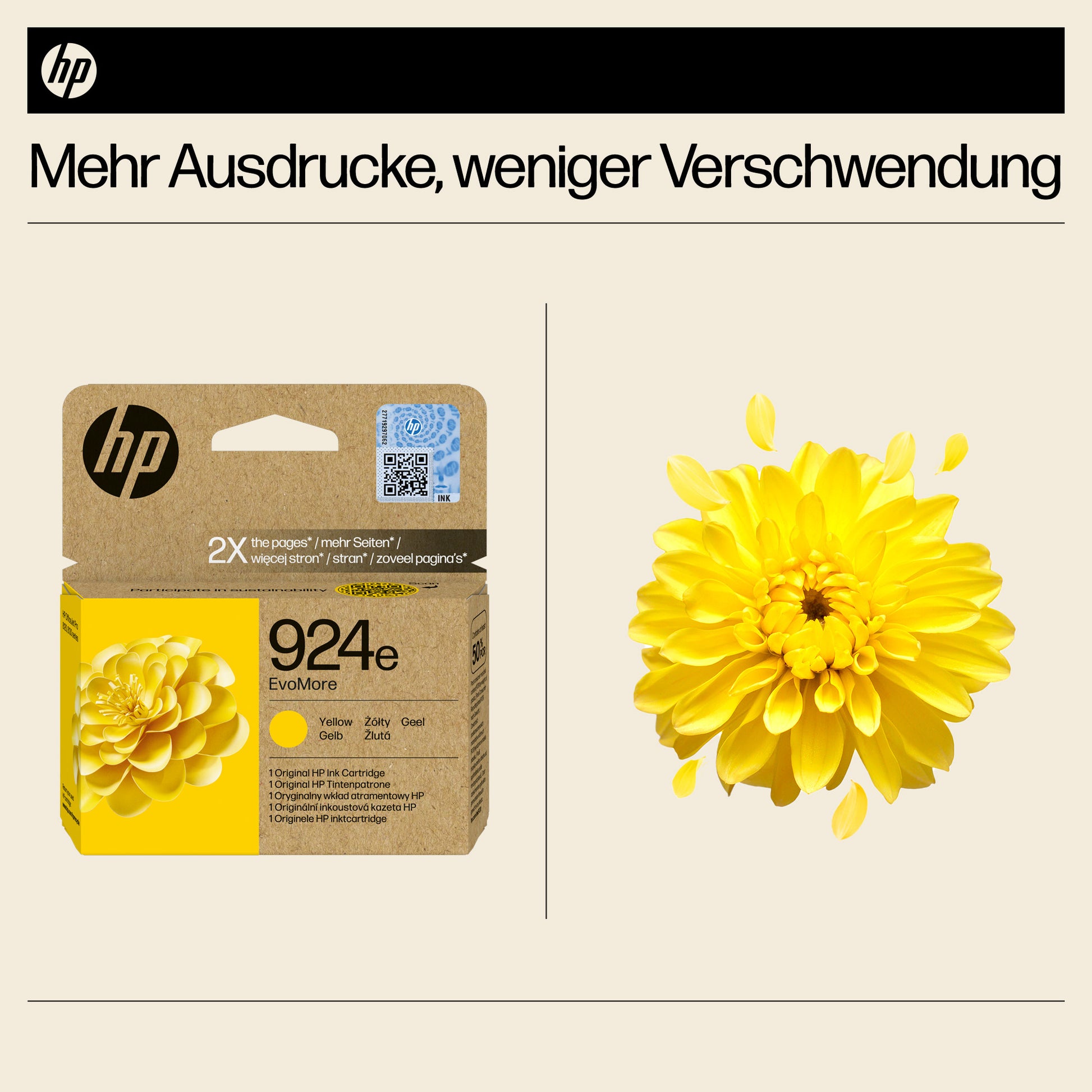 HP 924eXL Gelb Tintenpatrone (Original) – 800 Seiten – für HP OfficeJet Pro 8120/8130 – 4K0U9NE