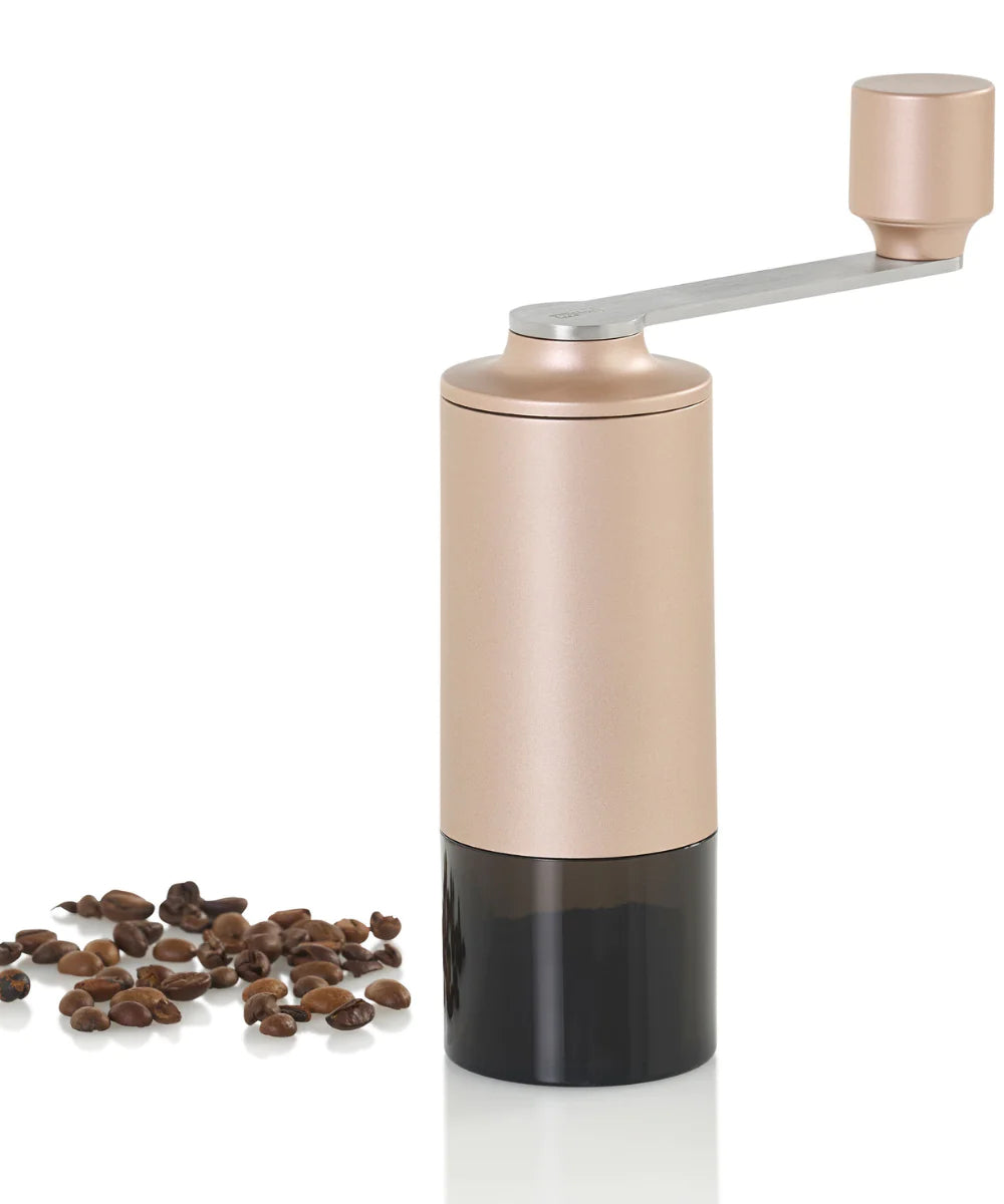AdHoc Moro – Kaffeemühle 25 g, Ø 5,6 × 18,8 cm, Edelstahl/Kunststoff, Keramikmahlwerk, Kupfer