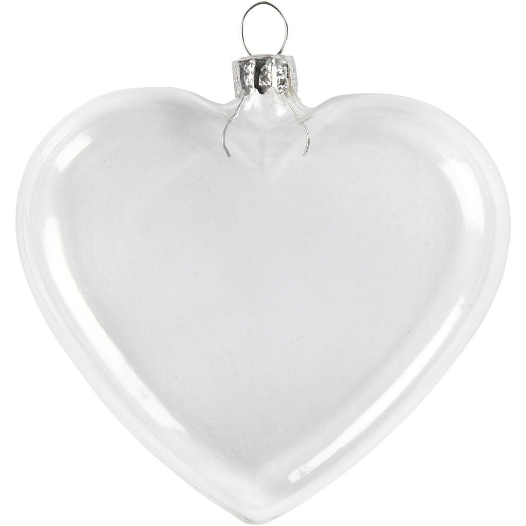 Creativ Company Glasherz zum Befüllen – 9 × 7,8 × 2,1 cm – Glas, transparent – 6-teilig