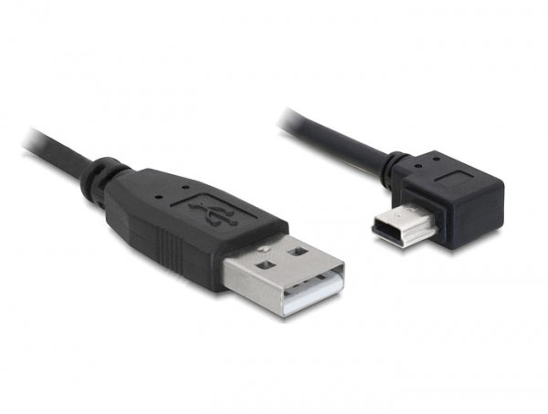 DeLOCK USB-A auf Mini-USB-B Kabel – USB 2.0 (480 Mbit/s) – 3 m – Abgewinkelt – Schwarz