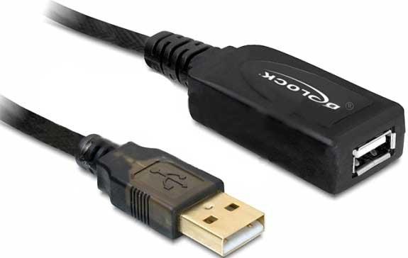 DeLOCK USB-A Verlängerungskabel (Stecker auf Buchse) – USB 2.0 (480 Mbit/s) – 15 m – Aktiv – Schwarz