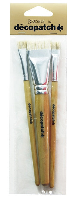 Décopatch Pinsel – grössensortiert, Seide, 3er-Set, mit Aluminiumzwinge, für Kleber, Lacke, Acryl (u. a.)