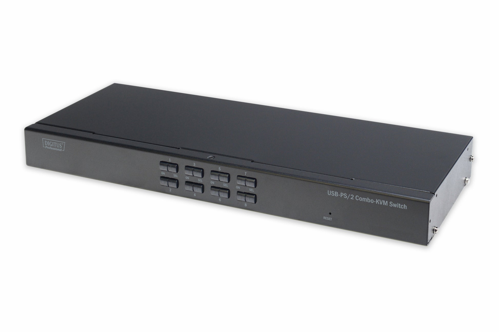 Digitus KVM-Switch 1×8, USB 2.0/PS/2/VGA, 1280 × 1024 (SXGA), Autoscan, kaskadierbar, Rack-Einbau