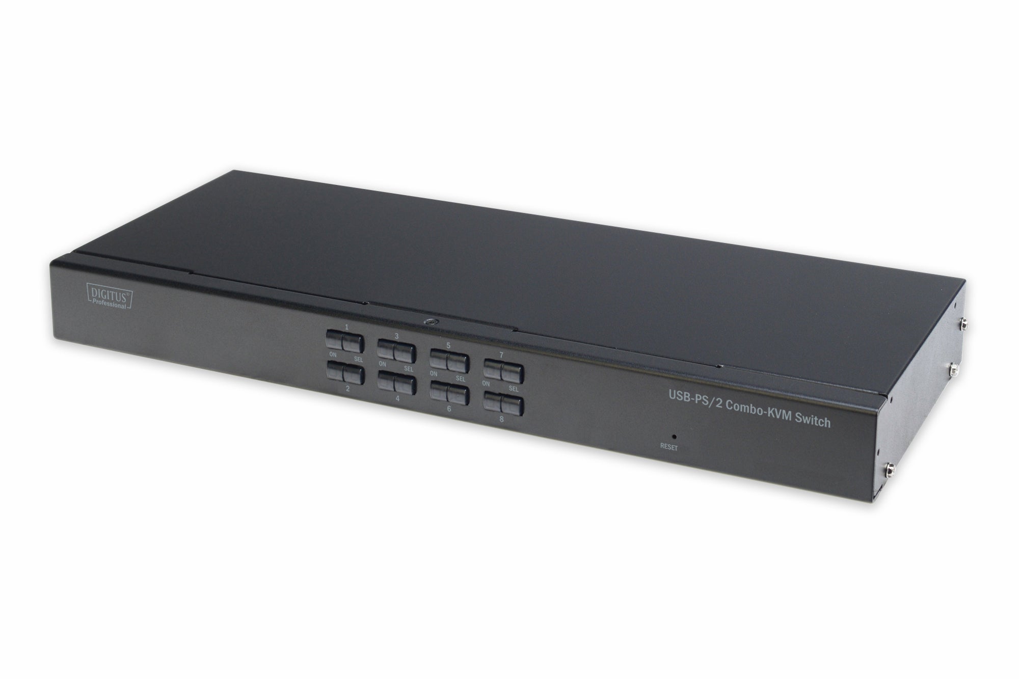 Digitus KVM-Switch 1×8, USB 2.0/PS/2/VGA, 1280 × 1024 (SXGA), Autoscan, kaskadierbar, Rack-Einbau
