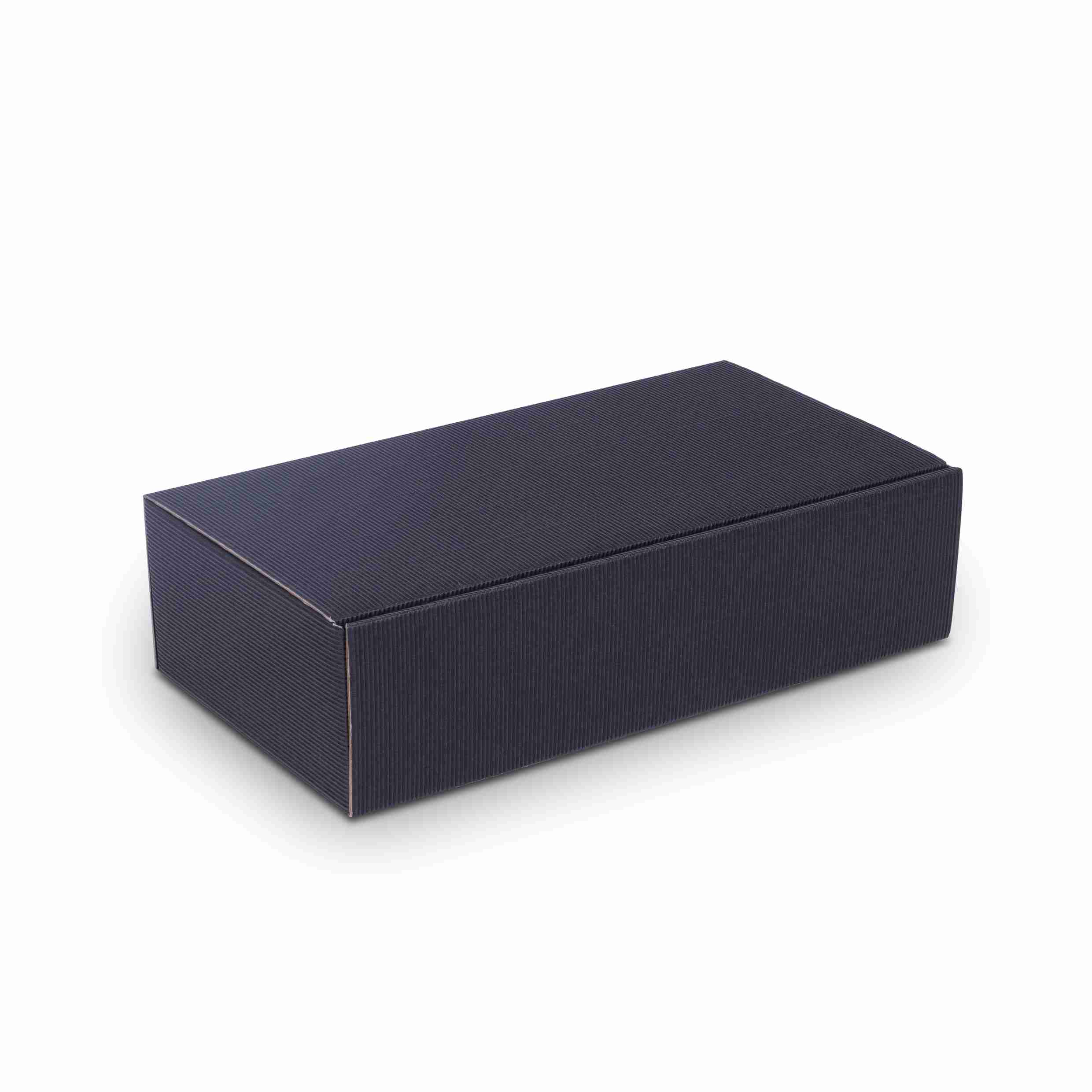 Model Weinpräsentkarton schwarz – Innenmass 180 × 360 × 90 mm – für 2 Flaschen – 1 Palette (500 Stk.)