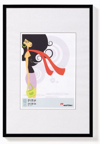 Walther Design Wechselrahmen, Kunststoff, schwarz, 10 × 15 cm, mit Aufsteller und Aufhänger – eco:plus