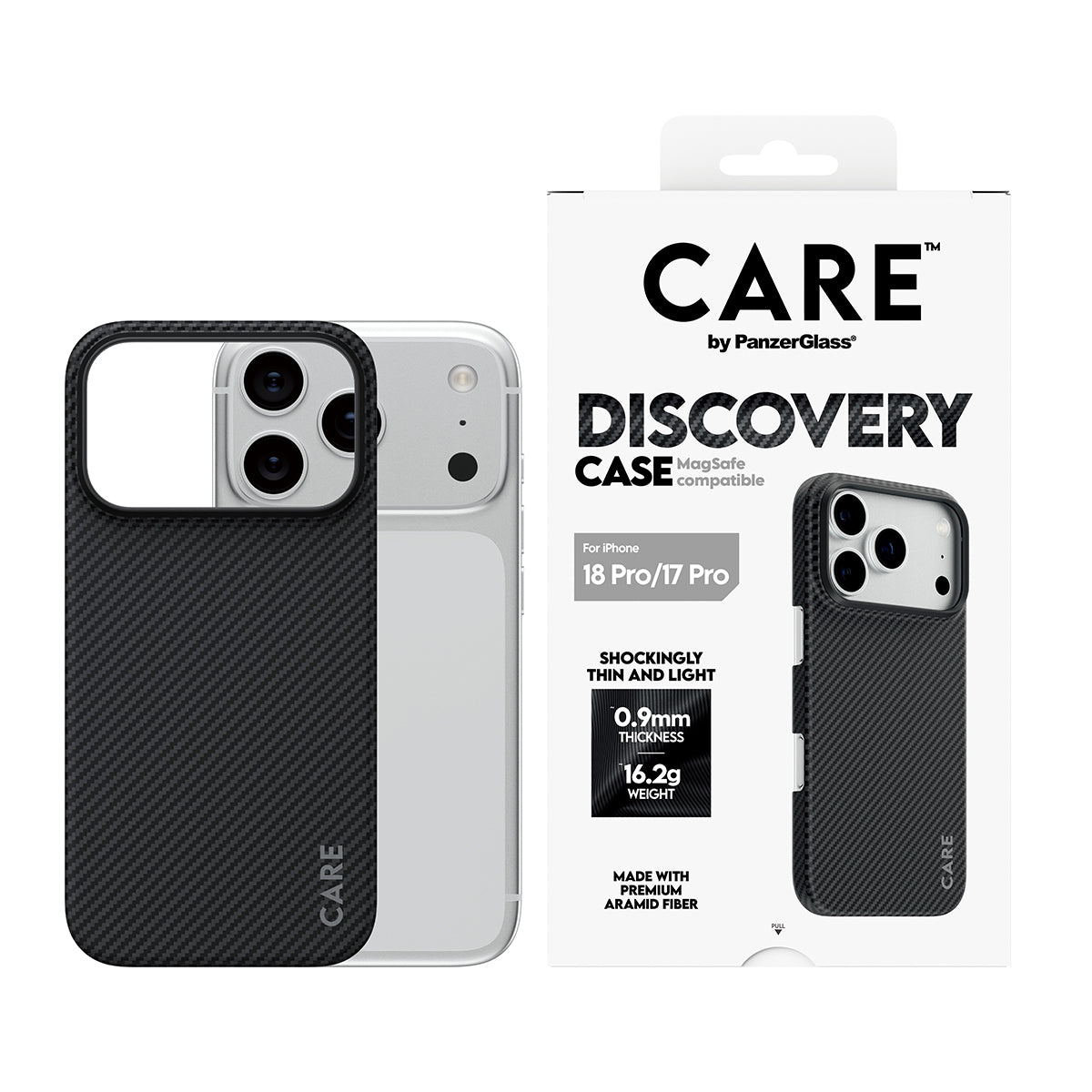 PanzerGlass CARE Discovery Backcover – für Apple iPhone 17 Pro / iPhone 18 Pro, Kunststoff, Schwarz & Grau