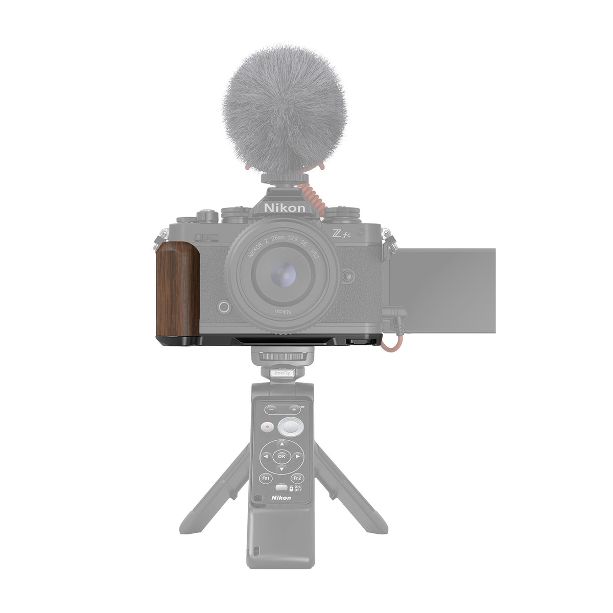 SmallRig 4802 L-Form-Handgriff – Aluminium/Holz – für Nikon Z fc – Schwarz